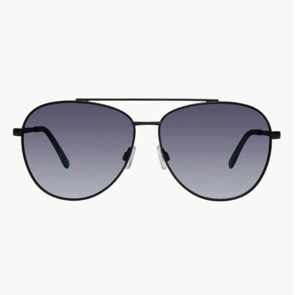 NWT KURT GEIGER LONDON 61mm‎ Aviator Sunglasses Black Crystal Green/ Smoke main image 4